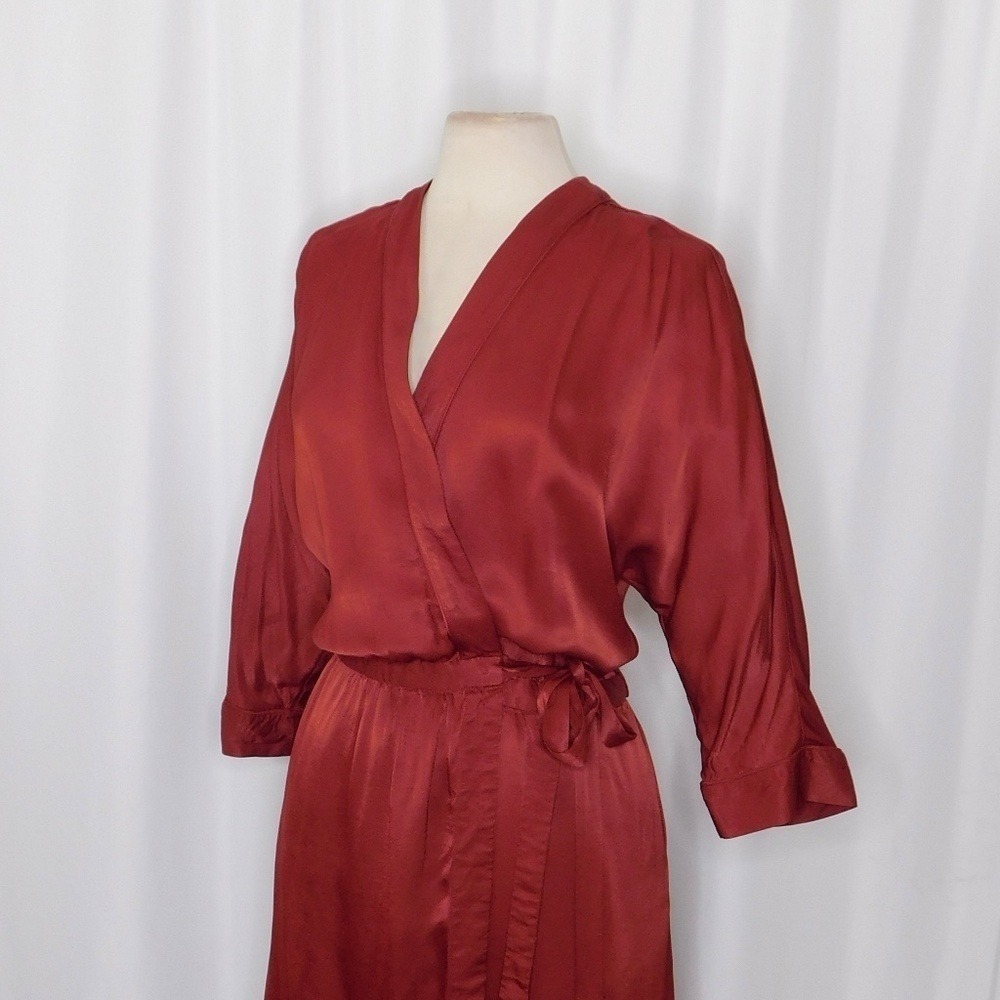 SCOTCH & SODA Maison Scotch Red Satin Wrap Dress Solid Party Cocktails Medium - Picture 7 of 14
